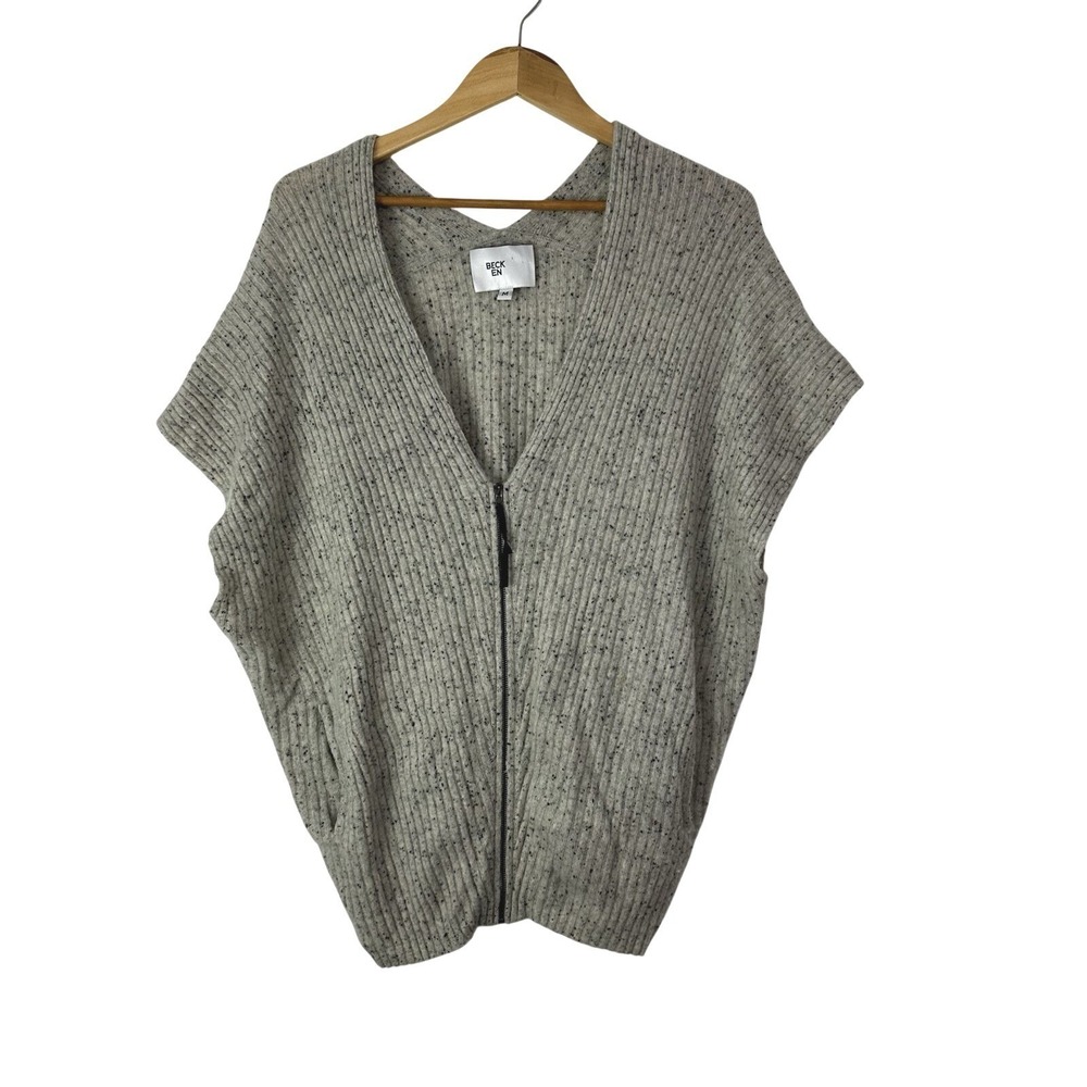 BECK EN‎ Womens Sleeveless Cardigan Sweater Medium Silk Cashmere Wool Zip Flaw